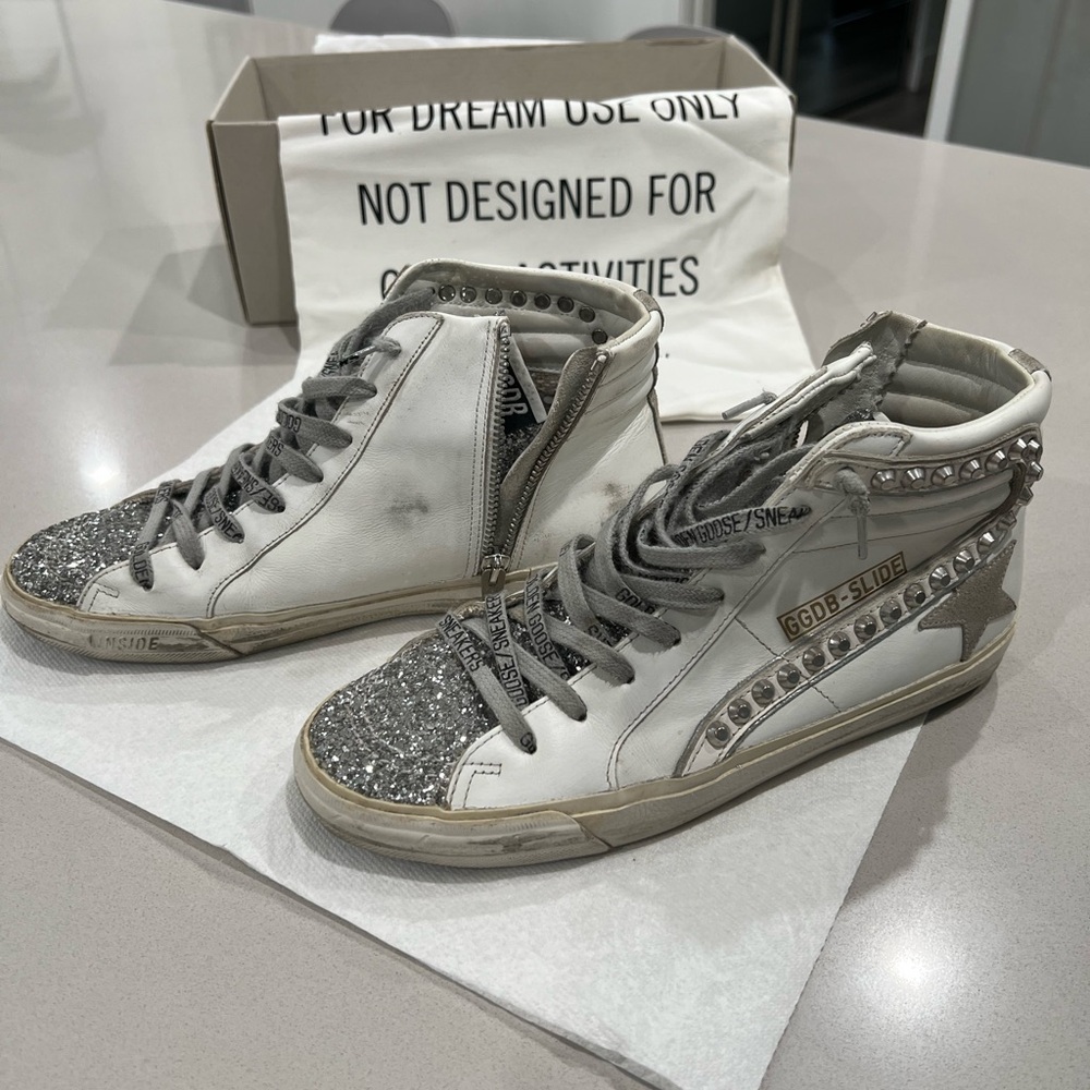 Golden Goose Women's Glitter High-Top Sneakers - Silver